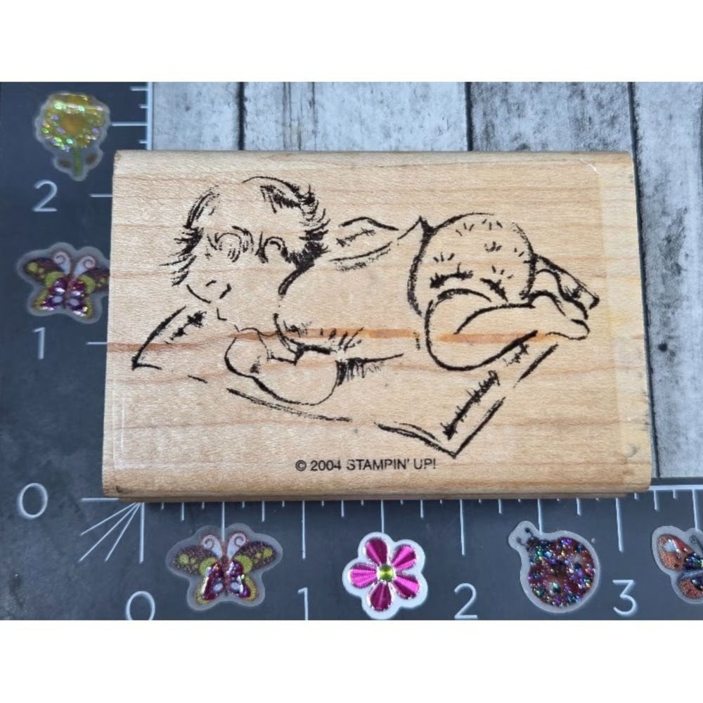 Stampin' Up! Baby Blanket Sleeping 2004 Rubber Stamp Wood #Q5